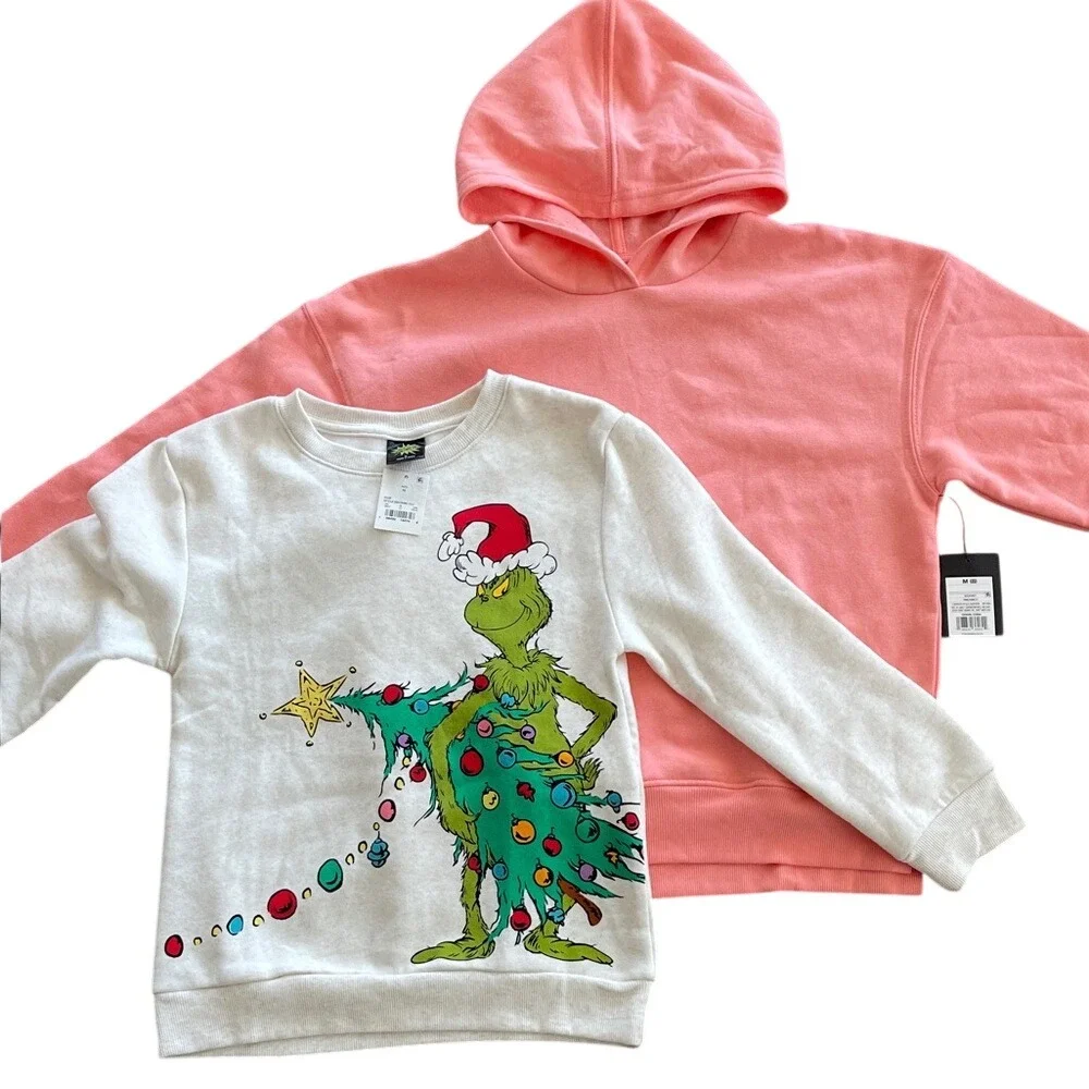 Girls' Art Class Pink Hoodie &‎ Grinch Graphic Sweatshirt Medium 8 NWT